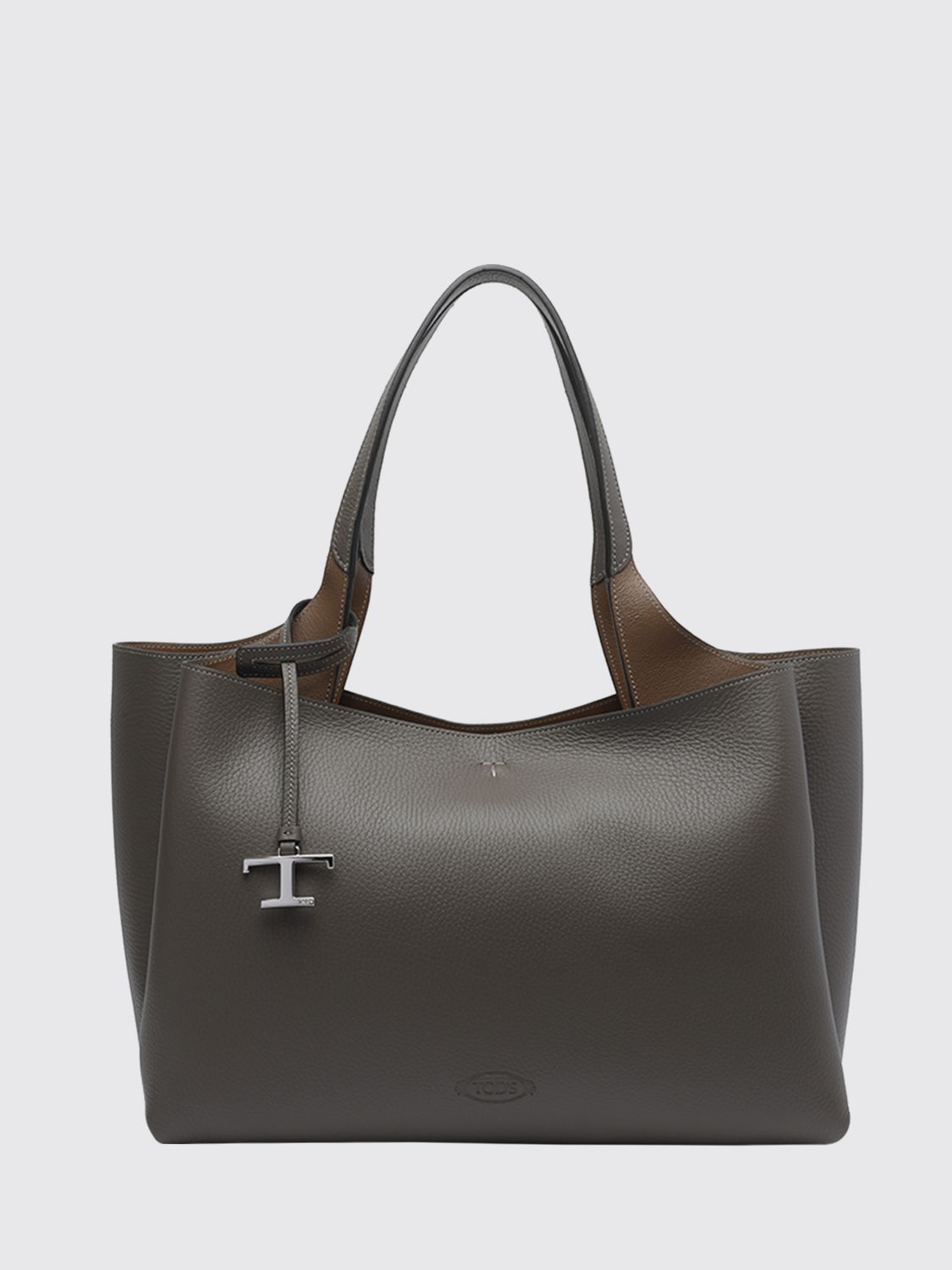 TOD'S Medium Hammered Leather Shoulder Bag with Hook Closure