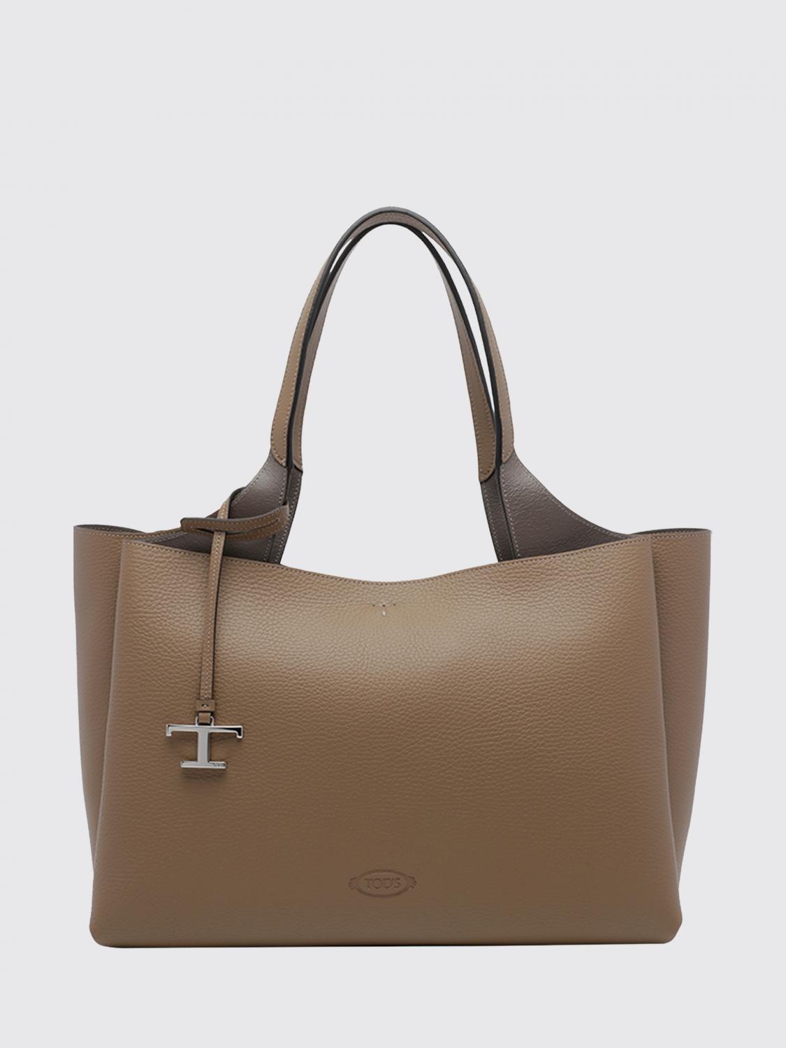 TOD'S Medium Hammered Leather Shoulder Bag with Hook Closure