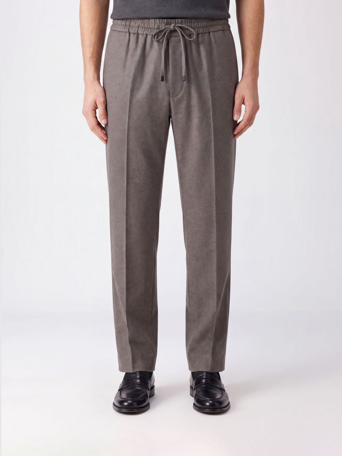 Drôle De Monsieur Wool Flannel Trousers with Drawstring Waist