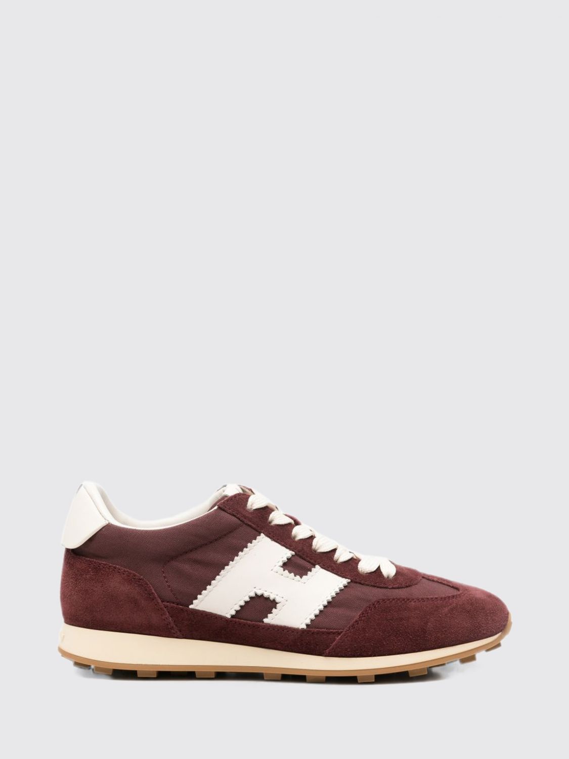 HOGAN H727 Sneaker aus Veloursleder und Nylon mit Monogramm und gekerbter Sohle
