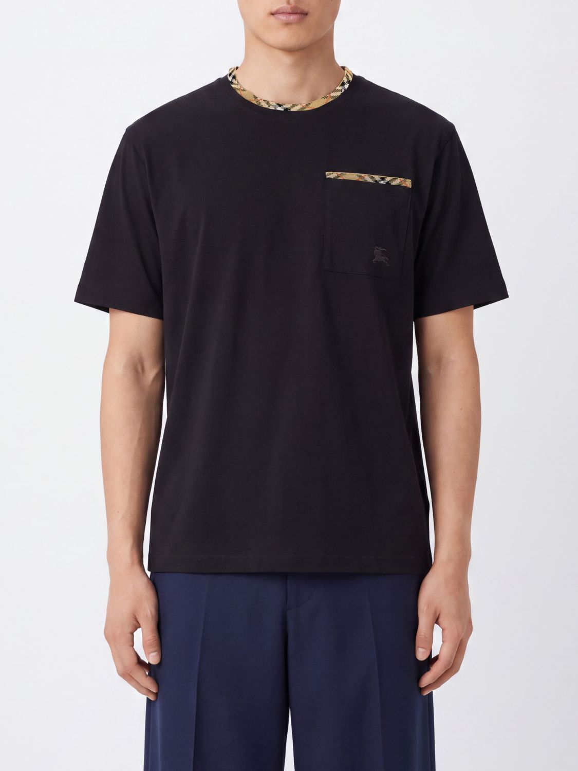 BURBERRY Cotton T-Shirt with Tone-on-Tone Embroidered Equestrian Knight Logo