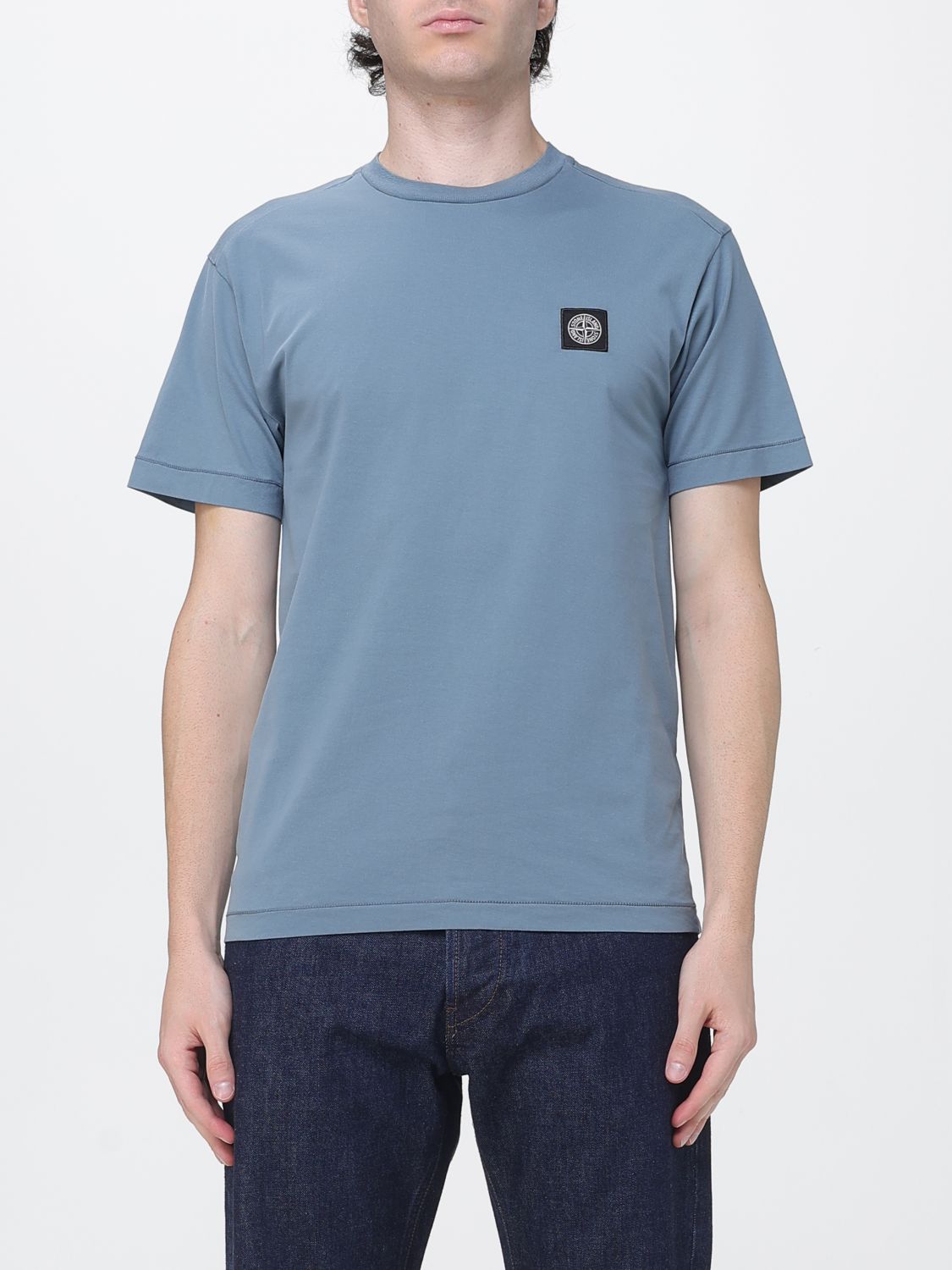 STONE ISLAND T-shirt in cotone con patch logo Compass sul petto