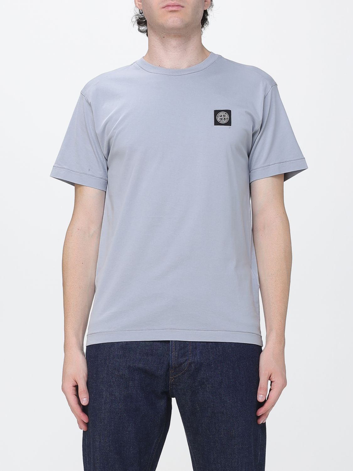 STONE ISLAND T-shirt in cotone con patch logo Compass sul petto