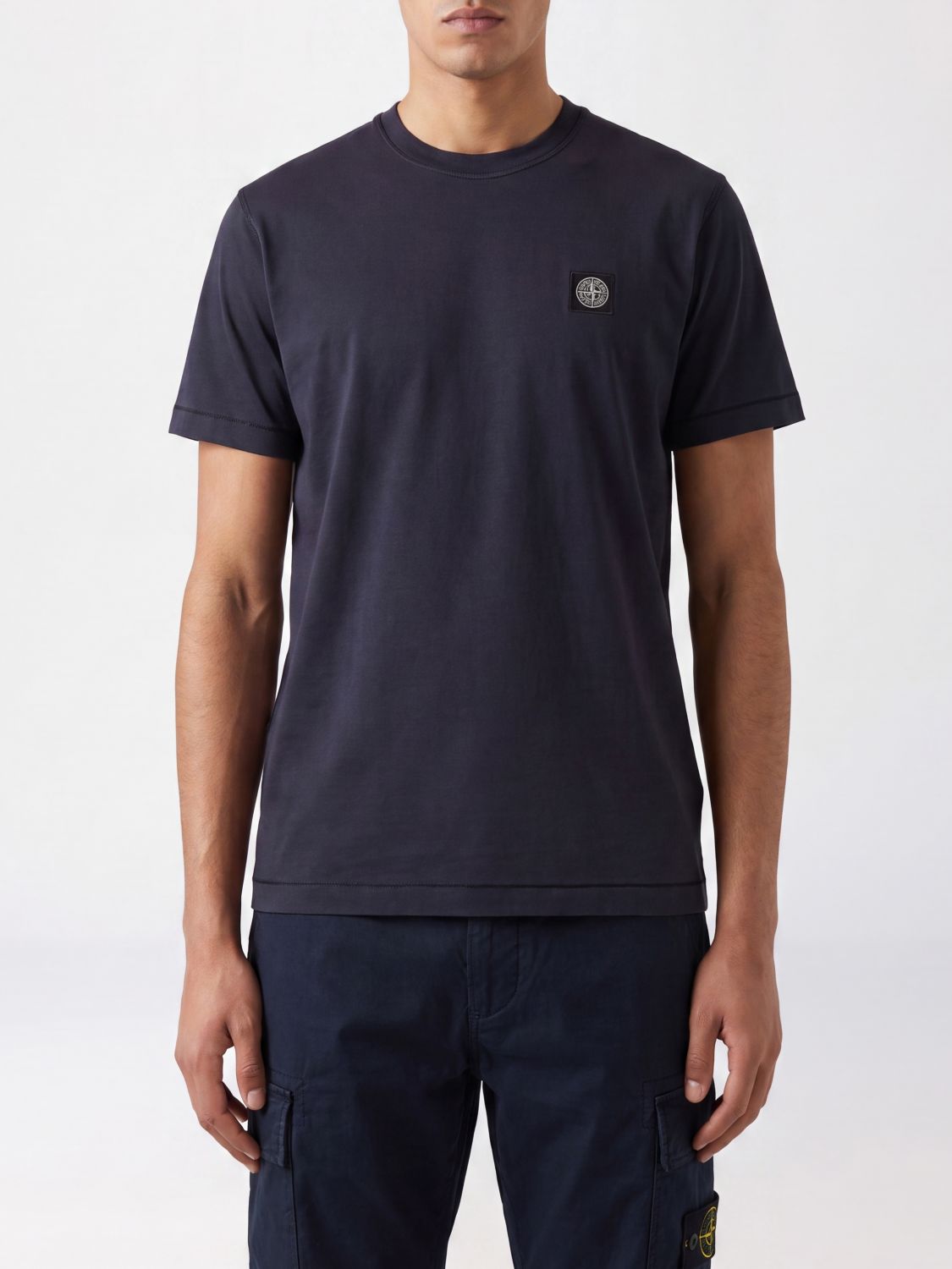 STONE ISLAND Baumwoll-T-Shirt mit Kompass-Logo-Patch auf der Brust