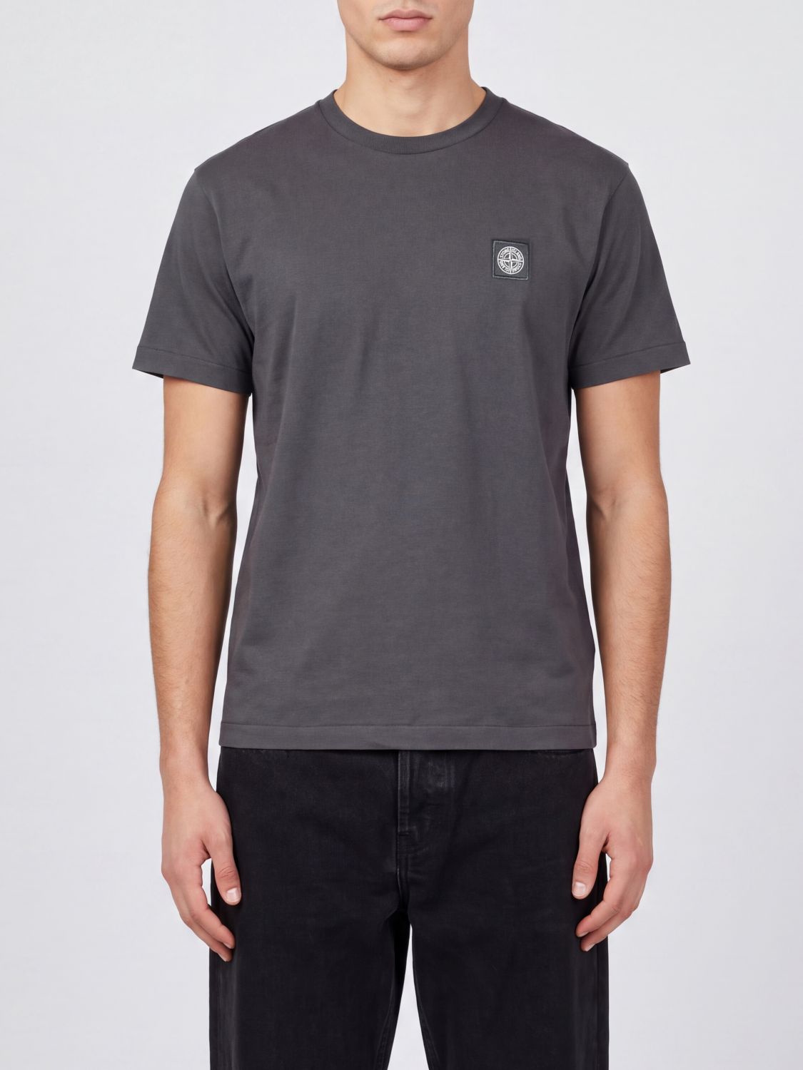 STONE ISLAND T-shirt in cotone con patch logo Compass sul petto