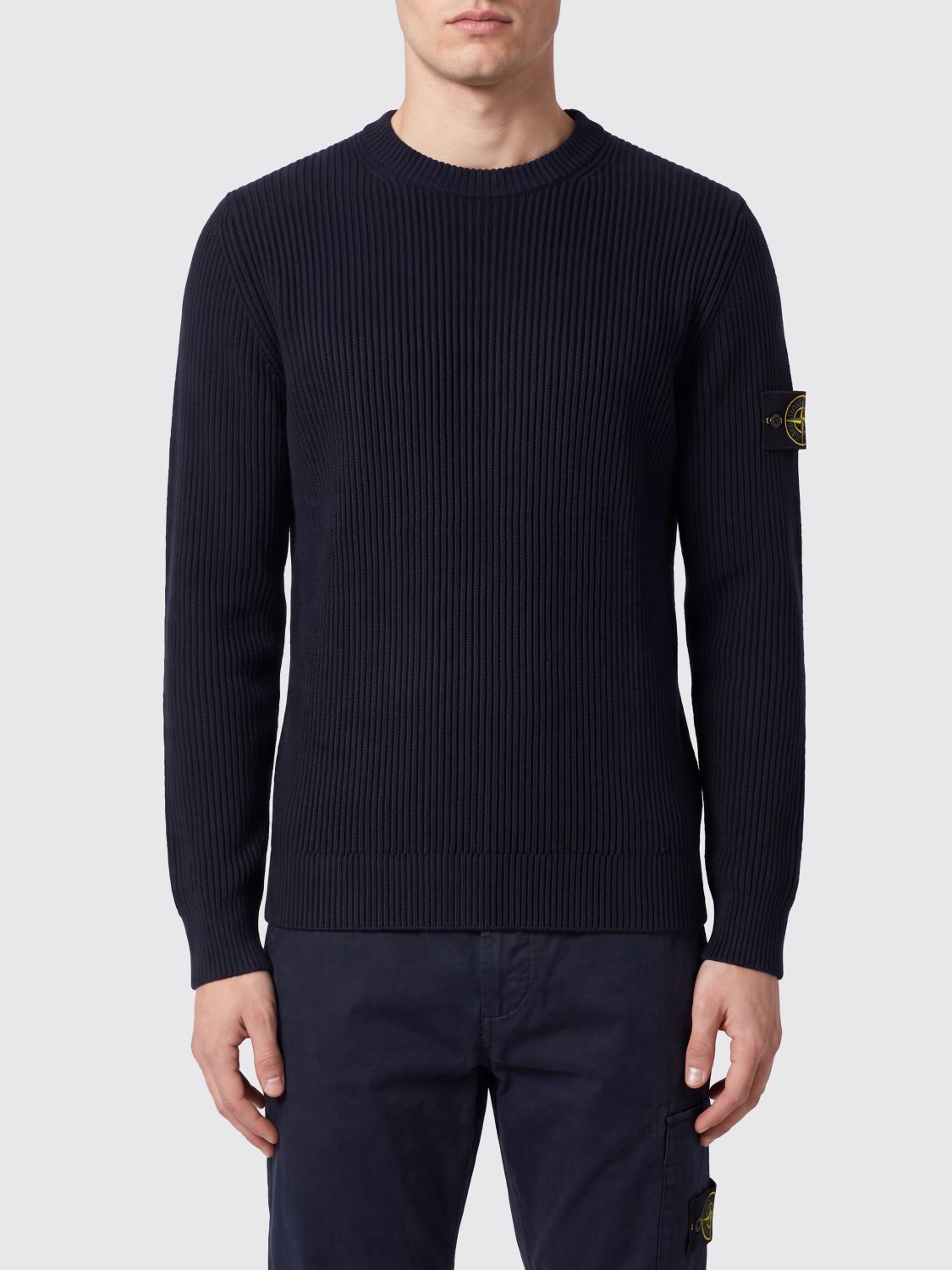 STONE ISLAND Slim-Fit-Pullover aus reiner Wolle mit Rundhalsausschnitt und Compass-Logo-Patch