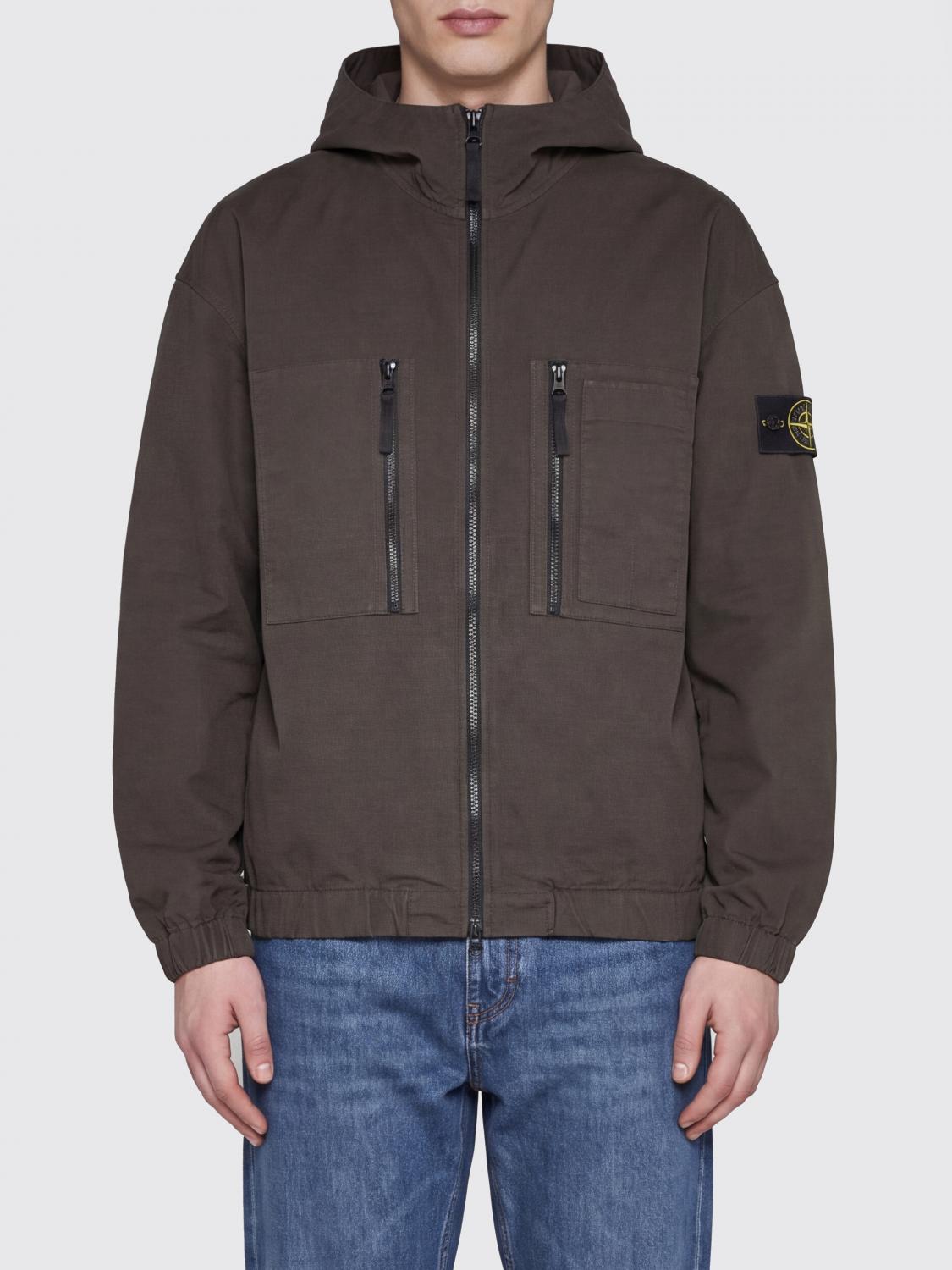 STONE ISLAND Bomber in nylon ripstop con cappuccio e logo Compass