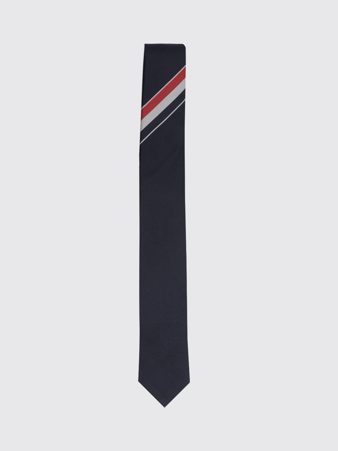 THOM BROWNE Striped Silk Tie with Iconic 4-Bar Motif