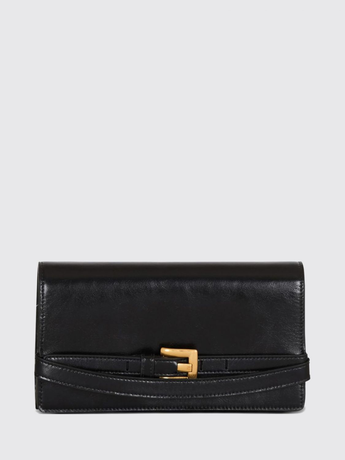 BALMAIN Smooth Leather Mini Top Handle Bag with PB Monogram and Removable Strap