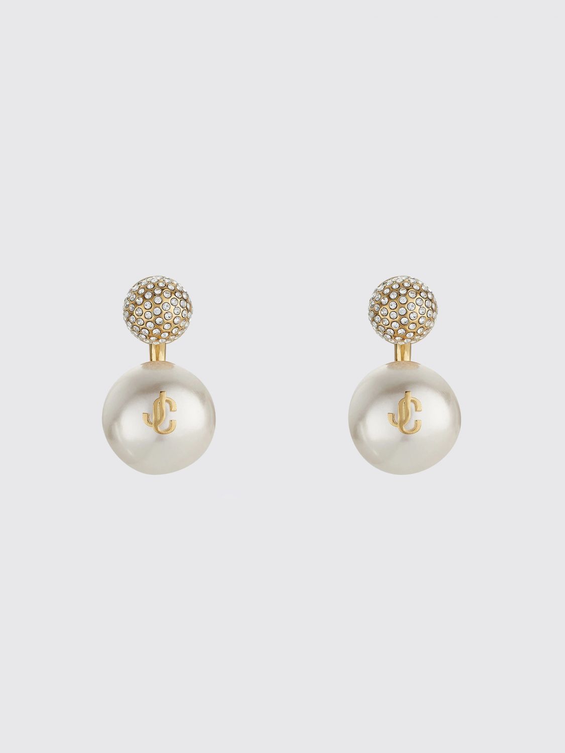 Jimmy Choo JC Monogram Dangle Earrings with Crystals and Faux Pearl · OS