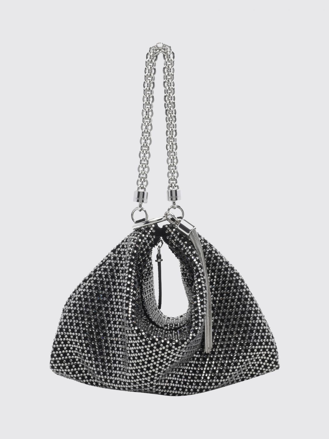 JIMMY CHOO Pochette Callie in camoscio con cristalli