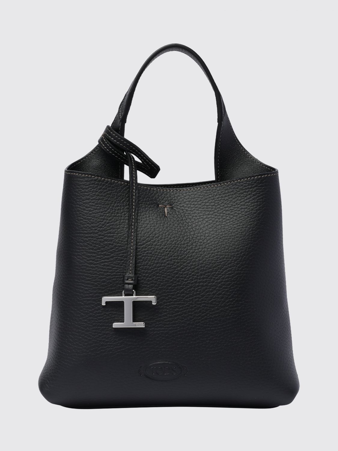 TOD'S Mini-Handtasche aus genarbtem Leder mit Anhänger und Prägelogo