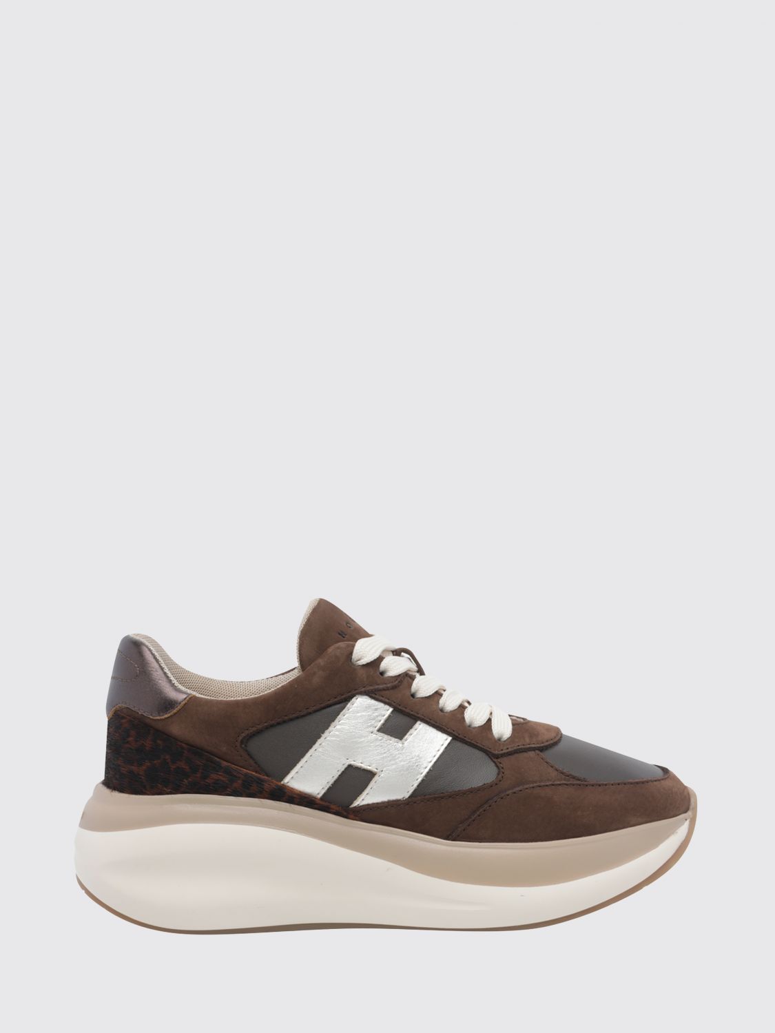Hogan Maxi I Active Nubuck and Pony-Effect Leather Sneakers with Platform Sole