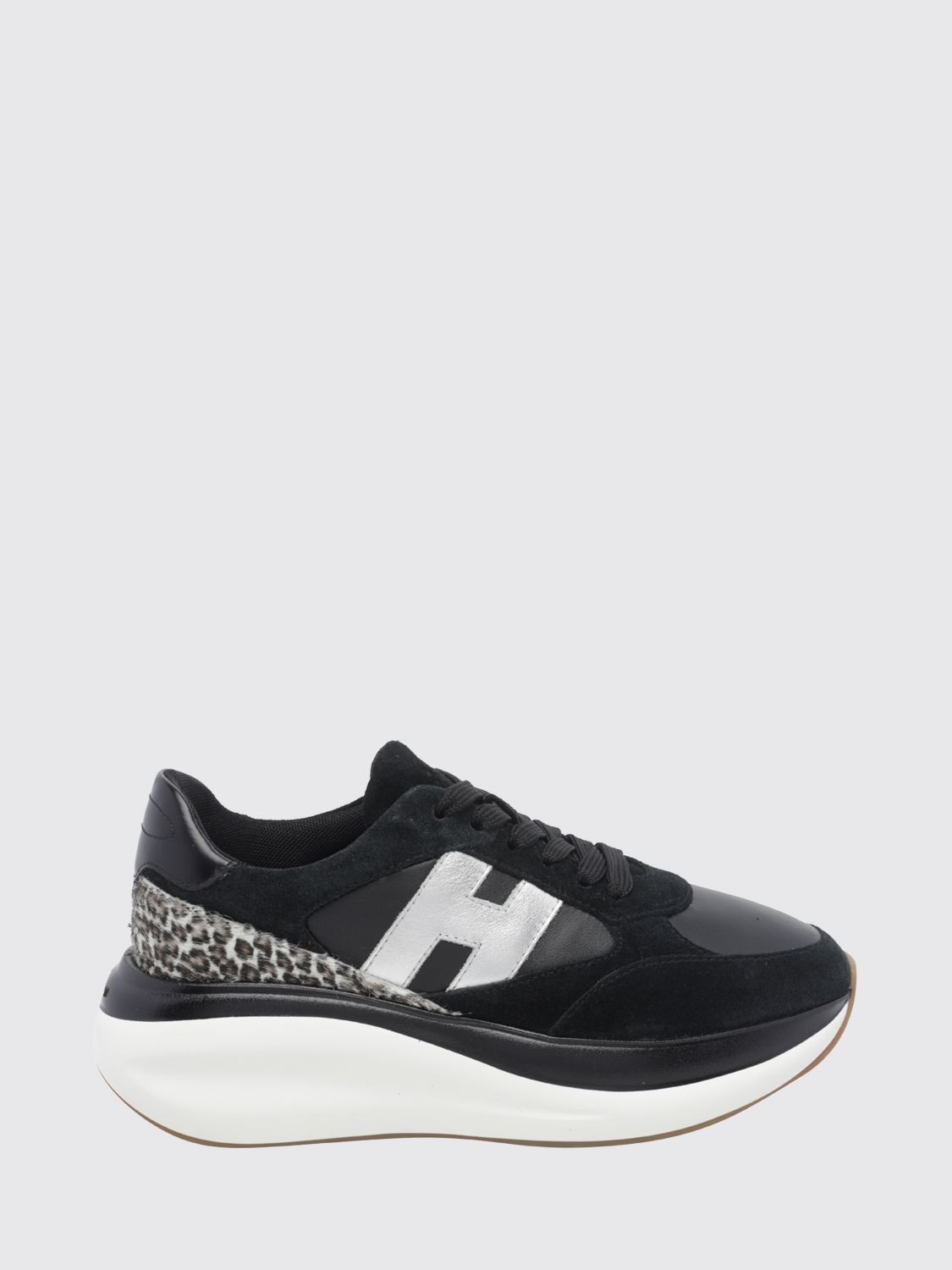 Hogan Maxi I Active Suede and Pony-Effect Leather Sneakers with Animal Print