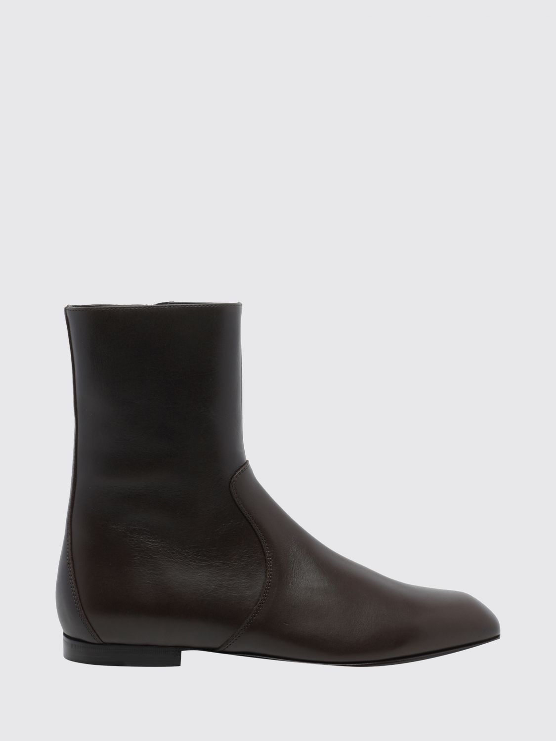 KHAITE Colt Tapered-Toe Ankle Boots in Smooth Calf Leather with Low Heel