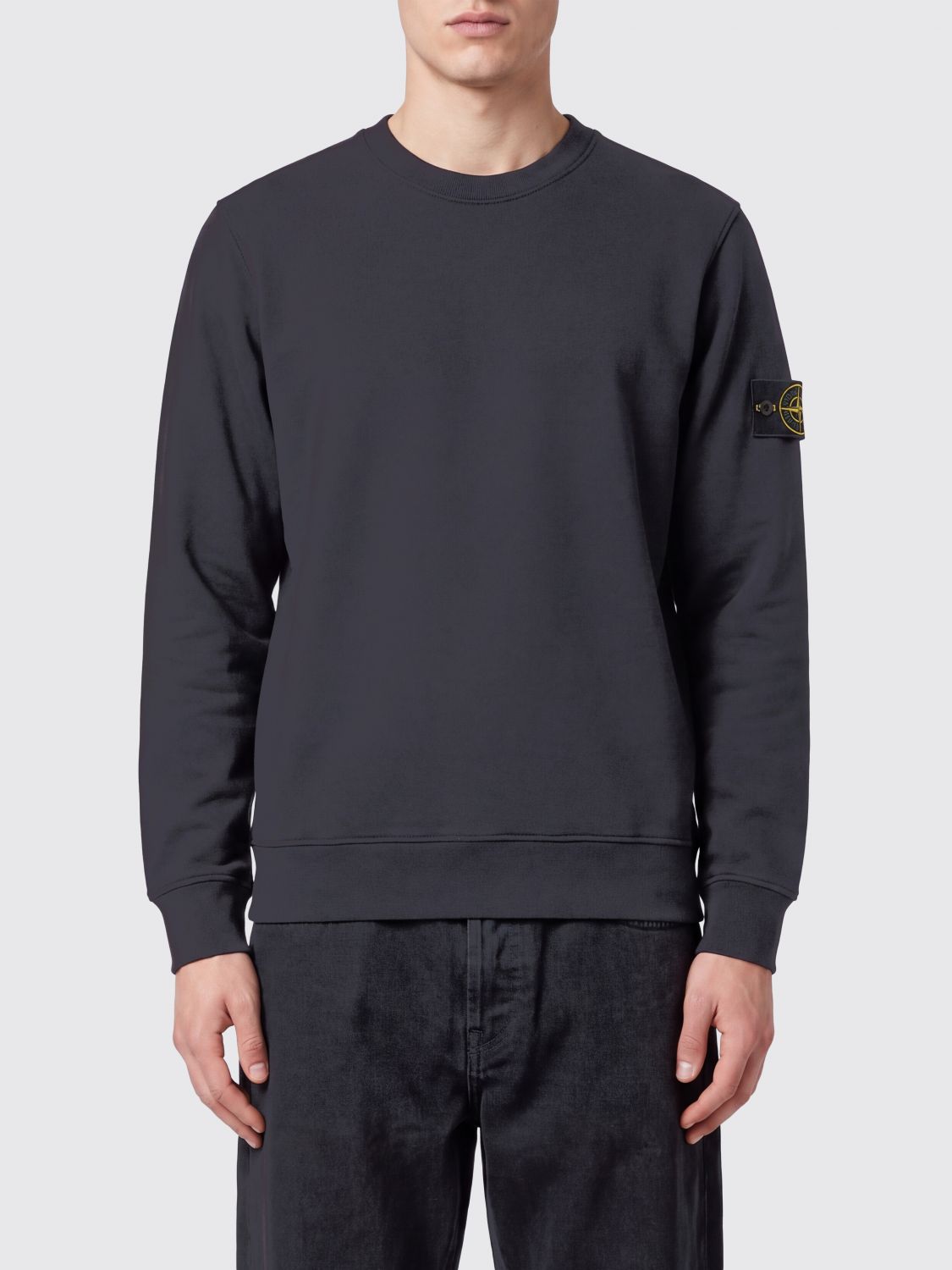 STONE ISLAND Rundhals-Sweatshirt aus Baumwolle mit Compass-Logo-Patch
