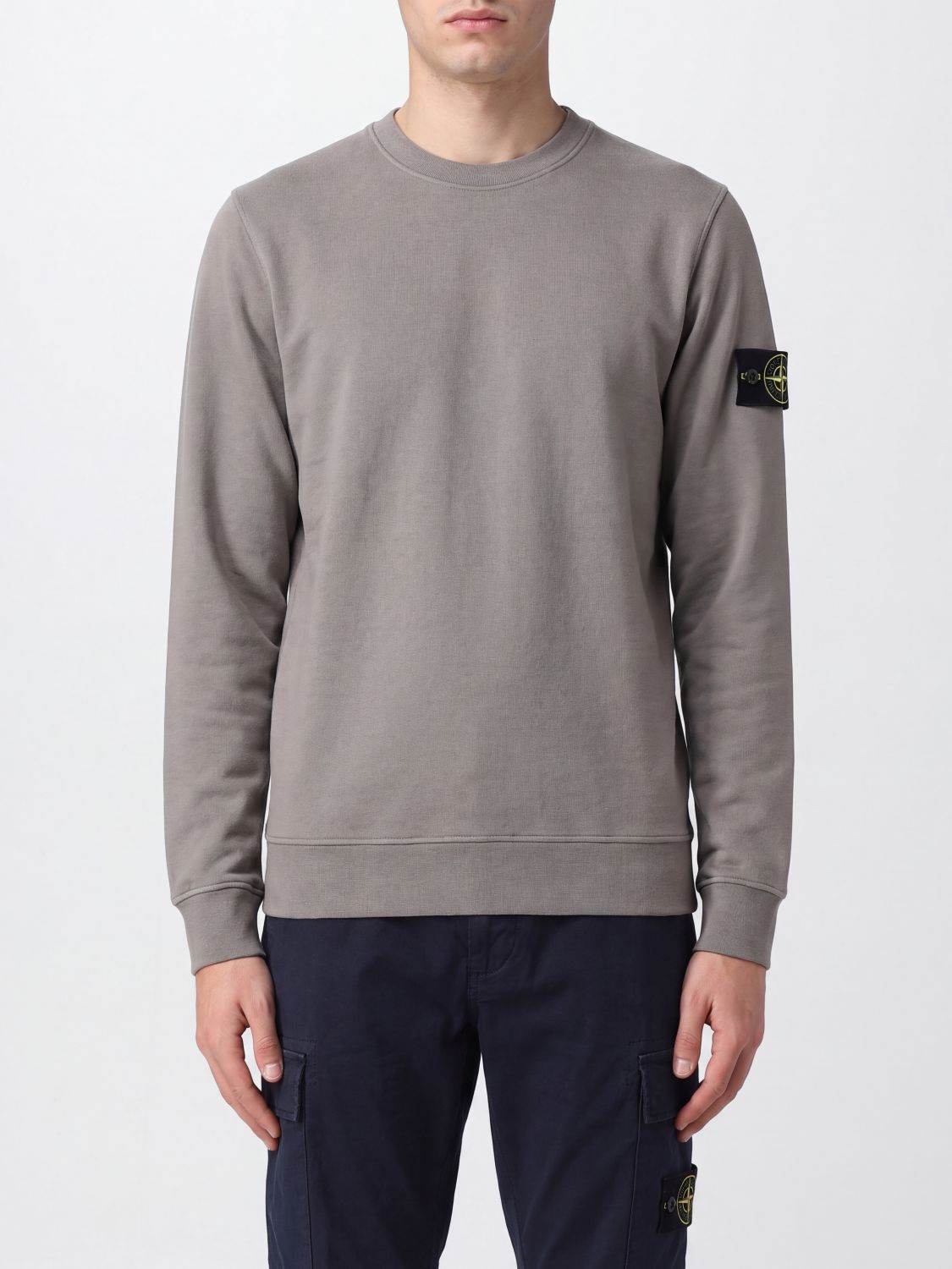 STONE ISLAND Rundhals-Sweatshirt aus Baumwolle mit Compass-Logo-Patch