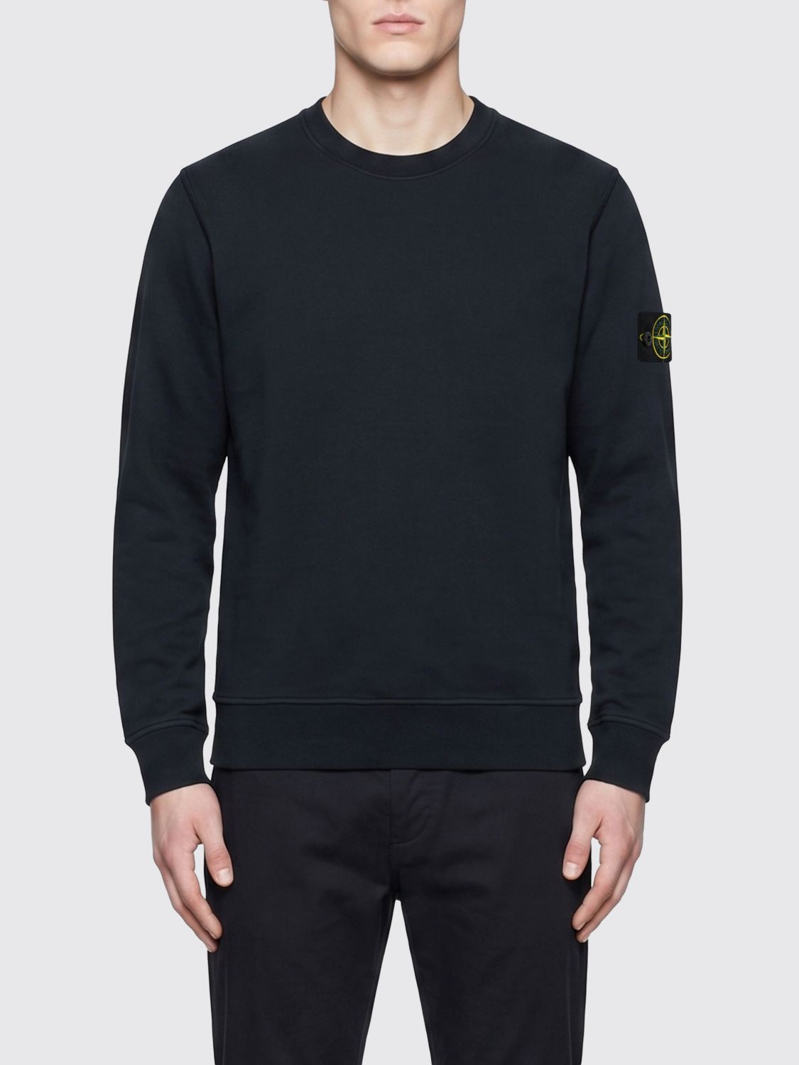 STONE ISLAND Rundhals-Sweatshirt aus Baumwolle mit Compass-Logo-Patch