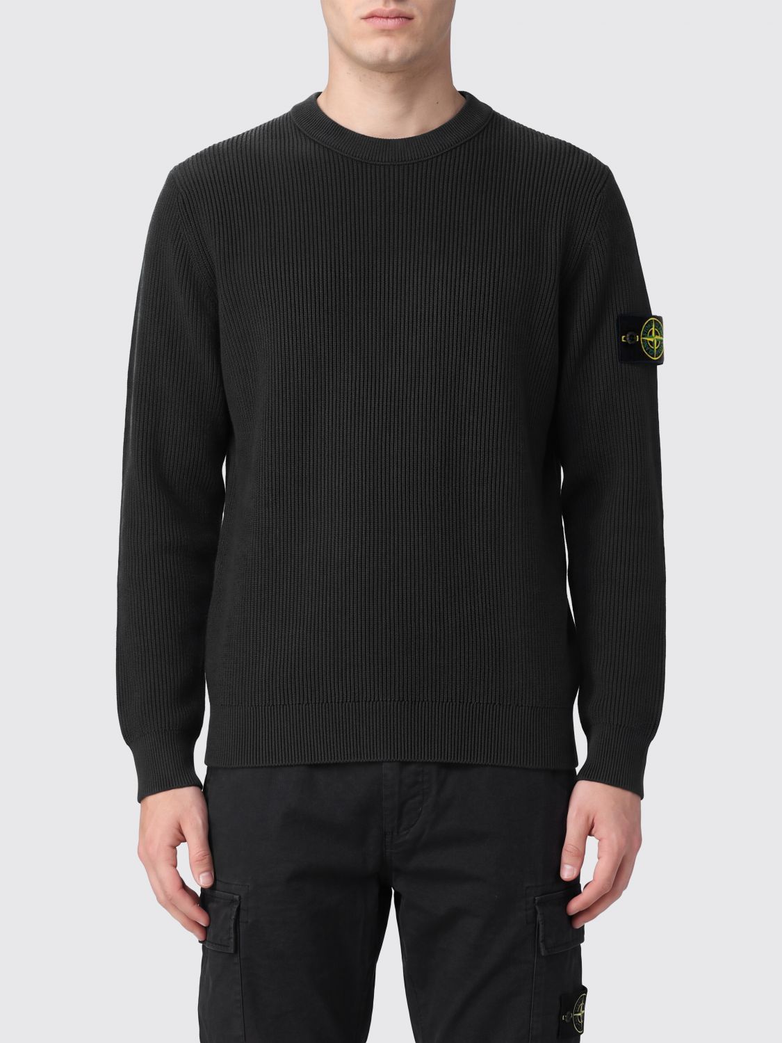Stone Island Slim Fit Cotton Crew-Neck Jumper with Compass Logo