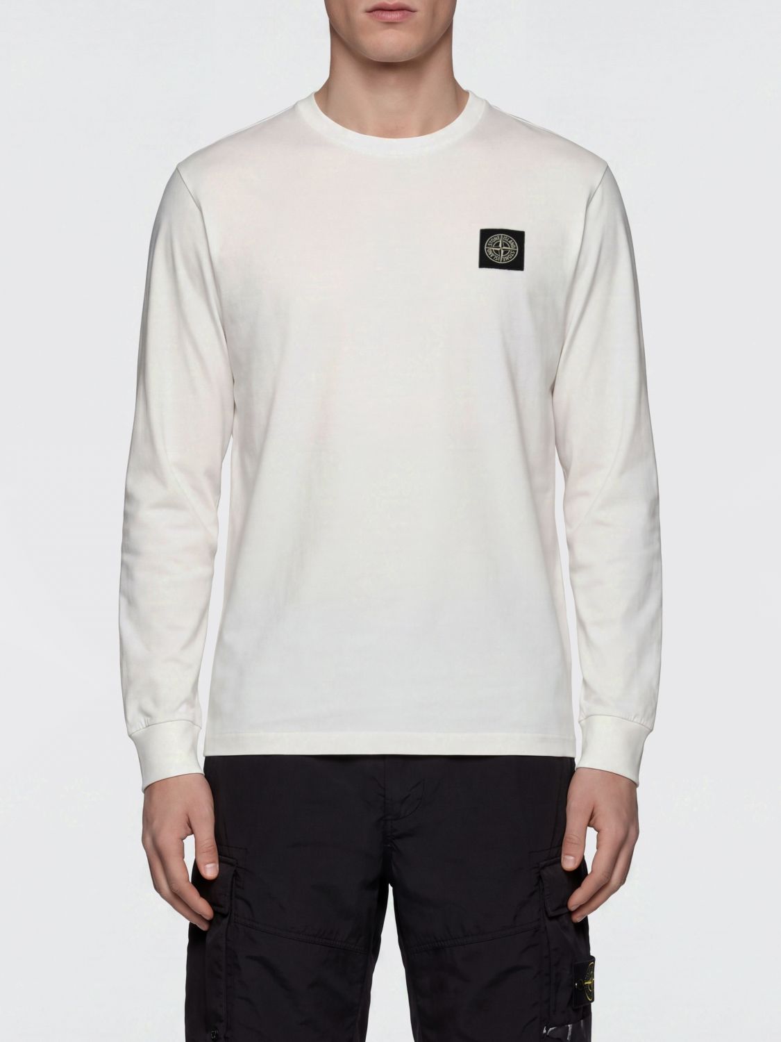 Stone Island Slim Fit Long-Sleeve Cotton T-shirt with Compass Logo