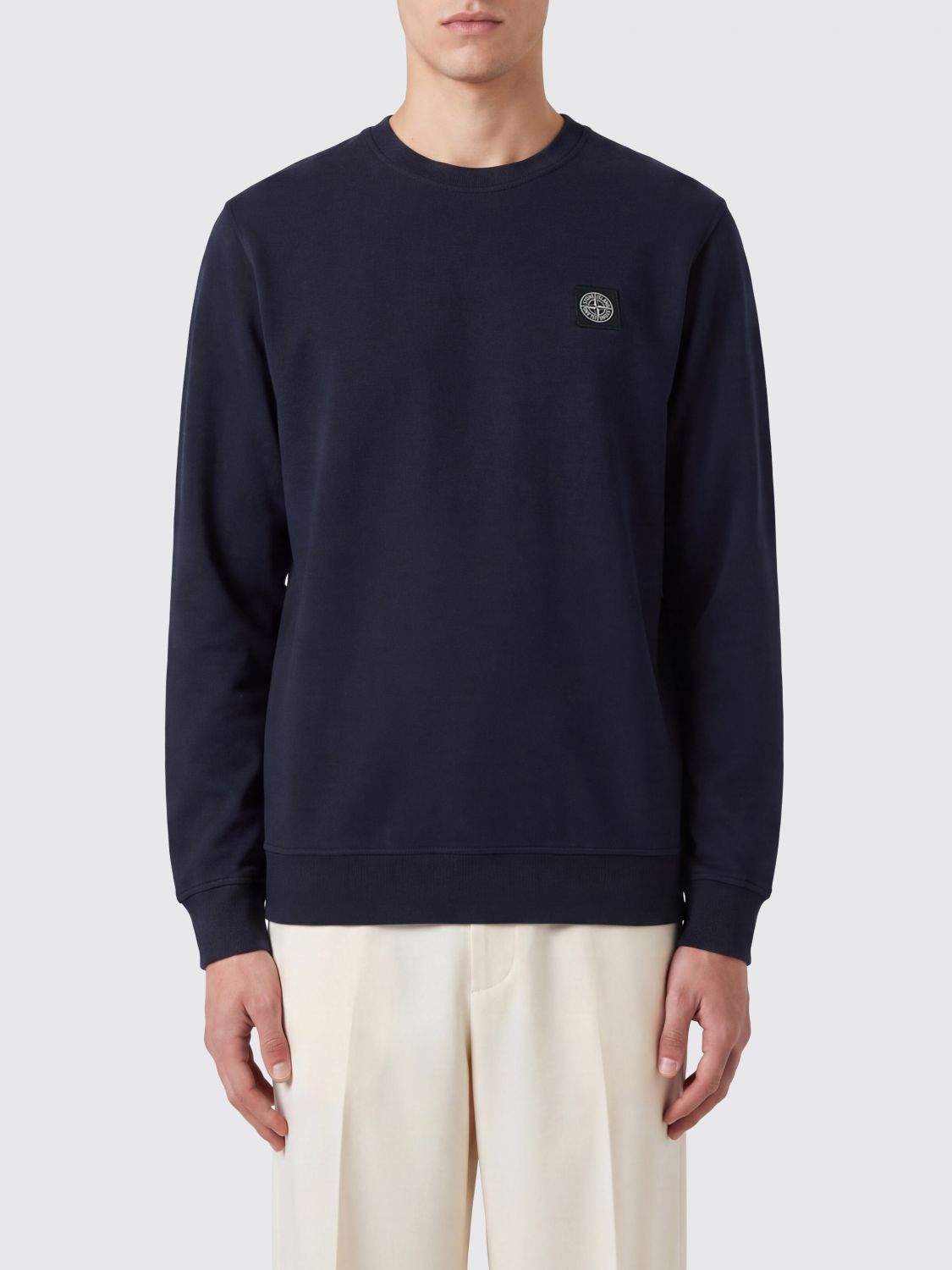 STONE ISLAND Langärmeliges Slim-Fit-Baumwoll-T-Shirt mit Kompass-Logo