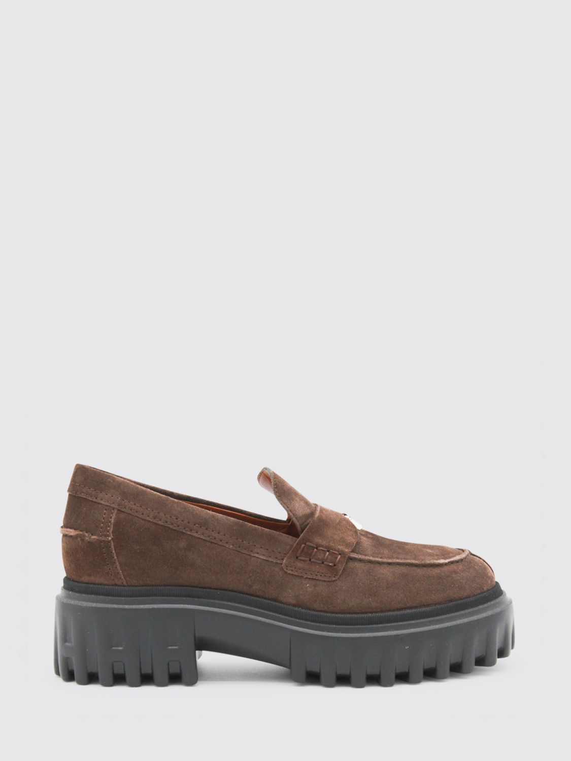 HOGAN H700 Penny Loafer aus Veloursleder mit Plateausohle und H-Logo