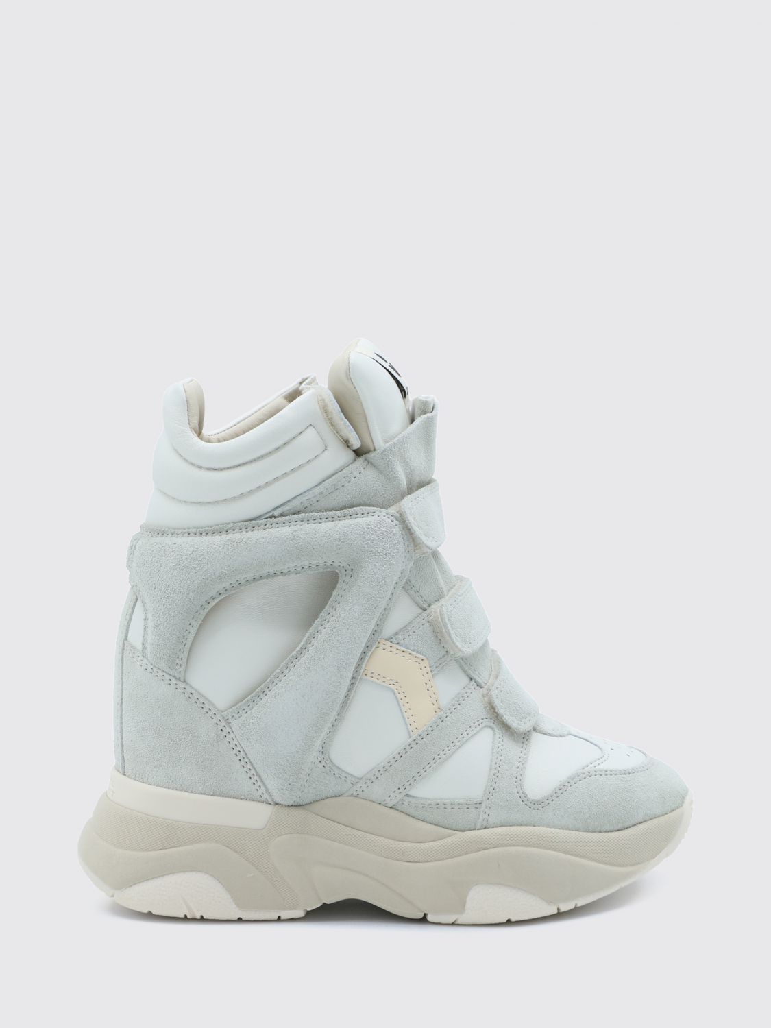 Isabel Marant Balskee High-top Wedge Sneakers In Leather And Suede With Straps In 白色
