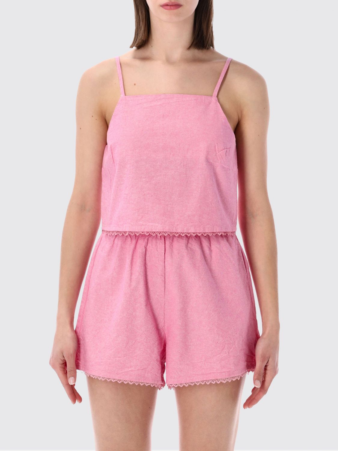American Vintage Square Neck Cotton Top with Thin Straps