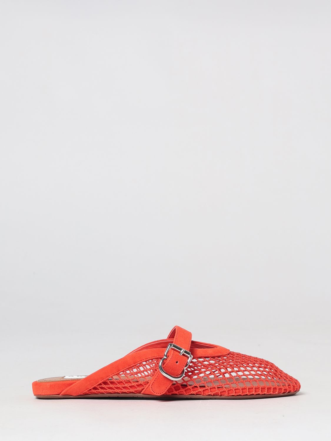 ALAÏA Mules mit niedrigem Absatz aus Mesh-Nylon und Wildleder mit Riemen