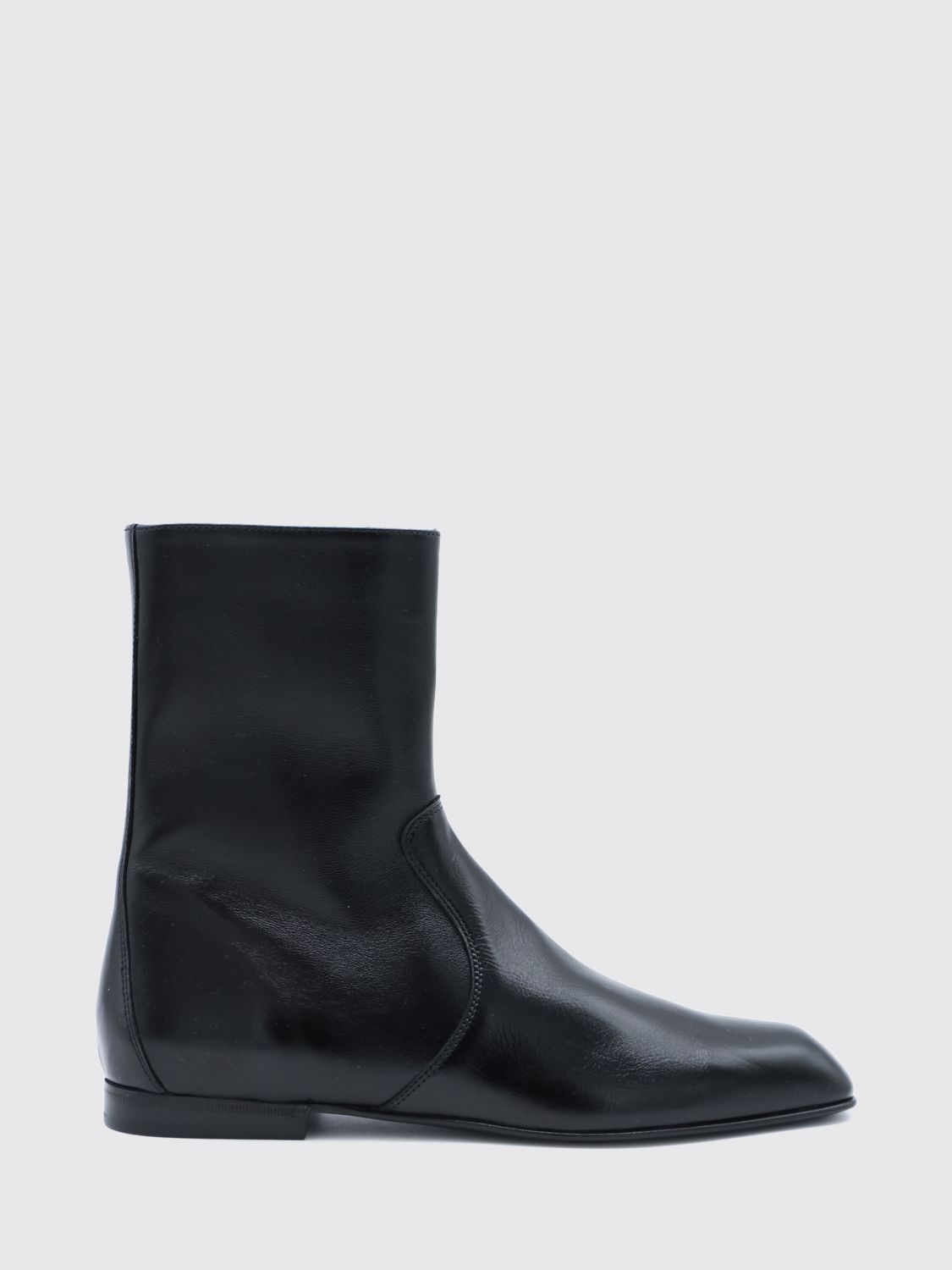 Khaite Colt Low-Heeled Leather Ankle Boots with Round Toe