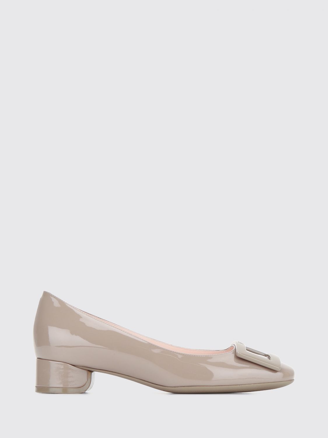 Roger Vivier Patent Leather Ballet Flats with Round Toe and Logo Plaque · 40