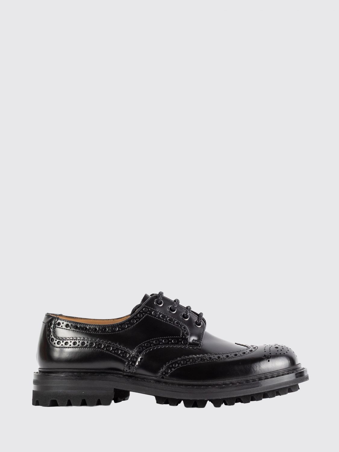 CHURCH’S Brushed Calfskin Leather Brogue Derby Shoes with Notched Sole