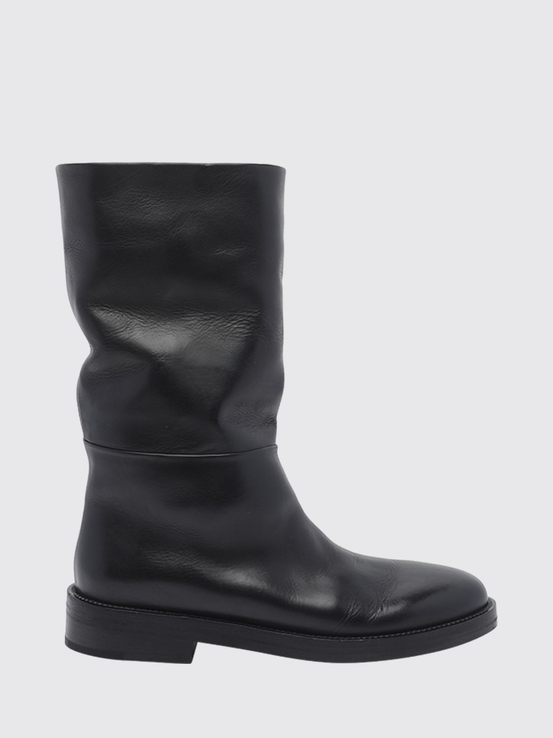 Marsèll Tubetto Calf-High Biker Boots in Distressed Leather with Round Toe