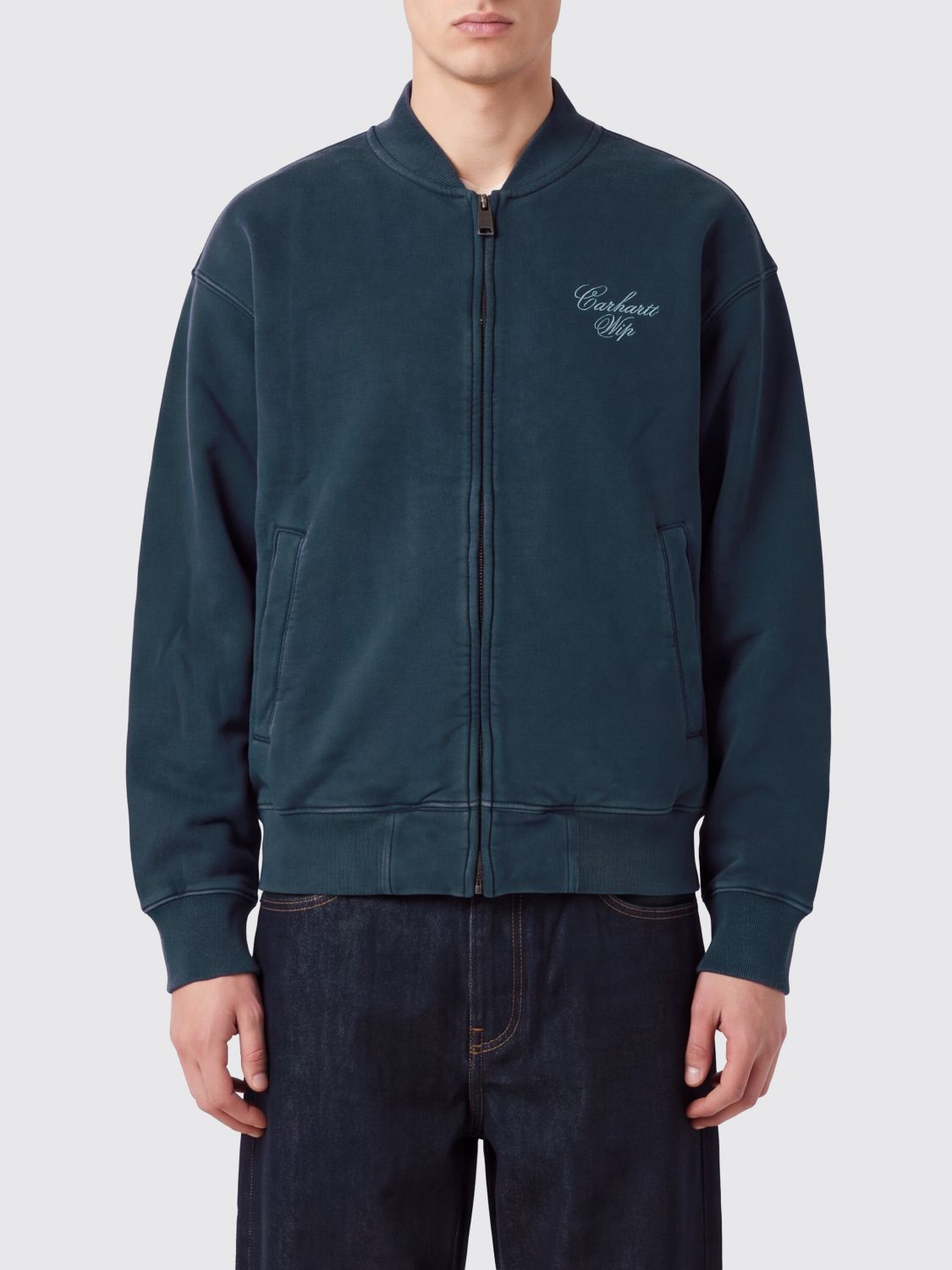 CARHARTT WIP Cotton Bomber Jacket with Embroidered Logo and Zip Closure