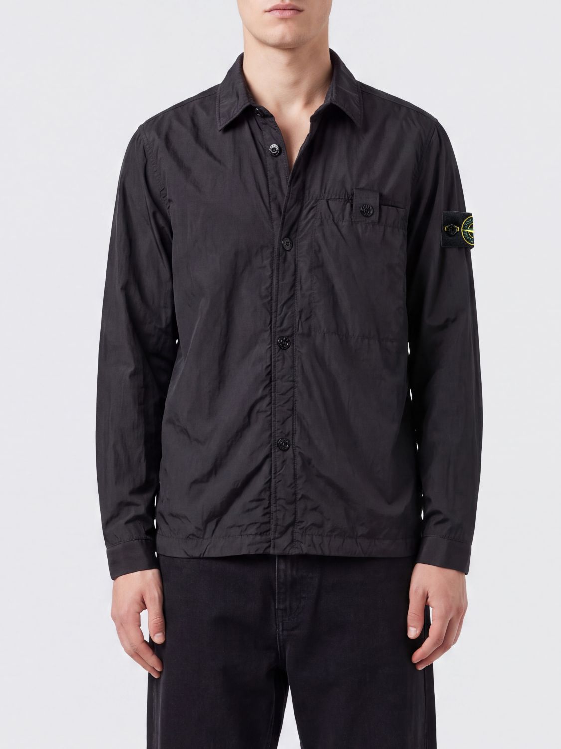STONE ISLAND Giacca camicia Crinkle Reps NY in nylon riciclato con logo