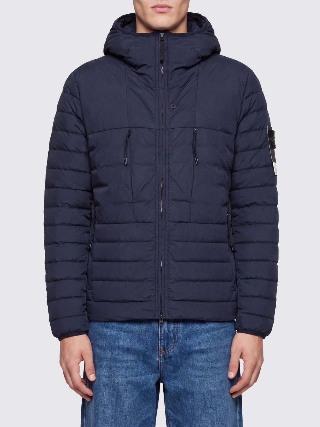 Stone Island Quilted Nylon Puffer Jacket with Hood and Down Padding