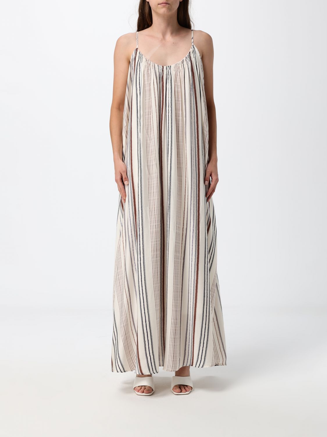 ELEH U-Neck Long Tunic in Viscose Blend with Off-the-Shoulder Design