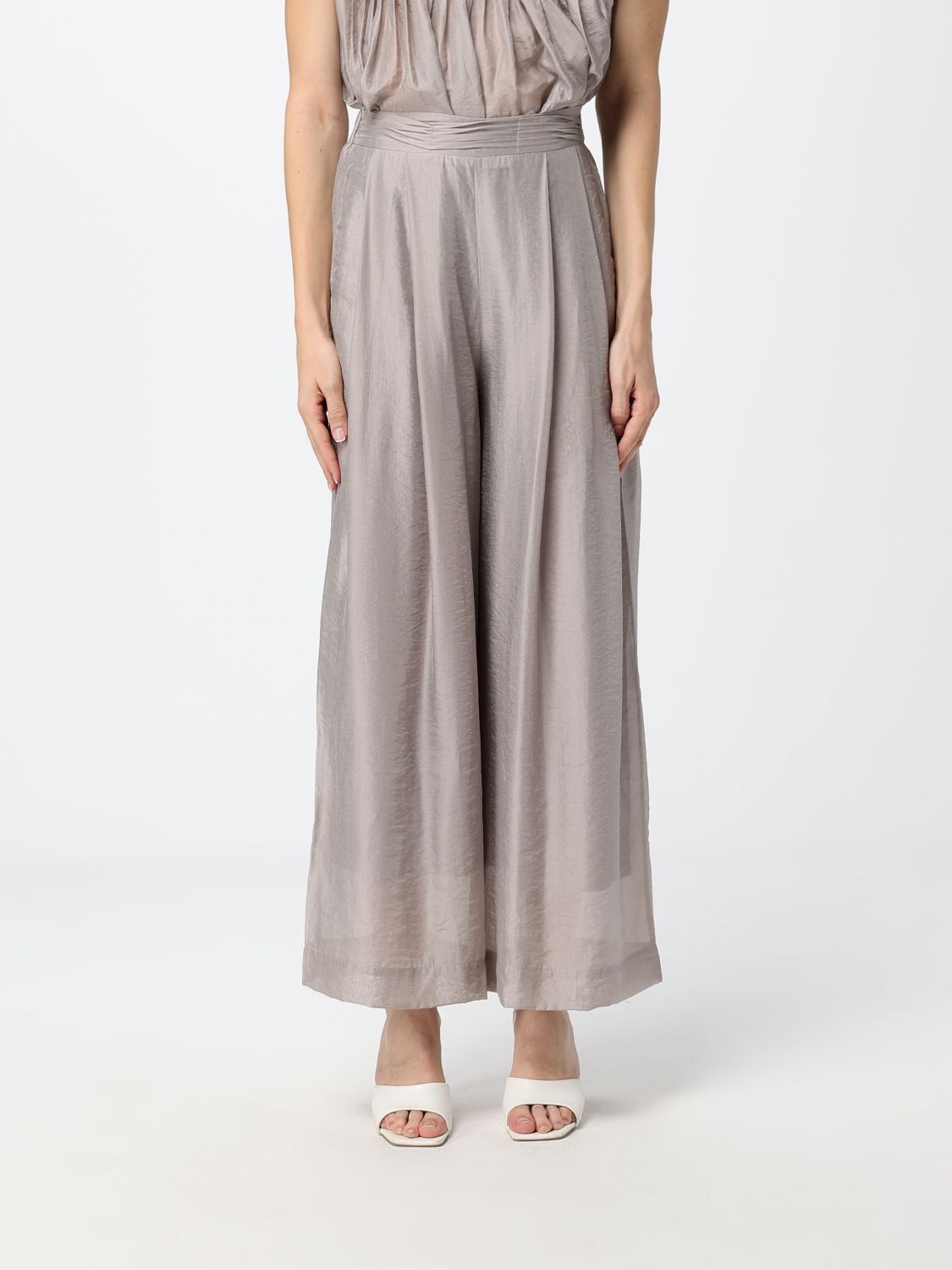 Eleh High-Waisted Silk-Blend Palazzo Trousers with a Side Zip Closure