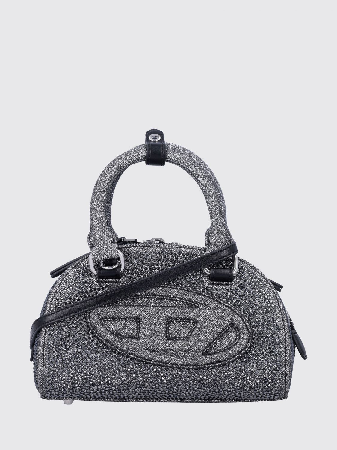 DIESEL Borsa 1DR Dome in misto lurex con strass