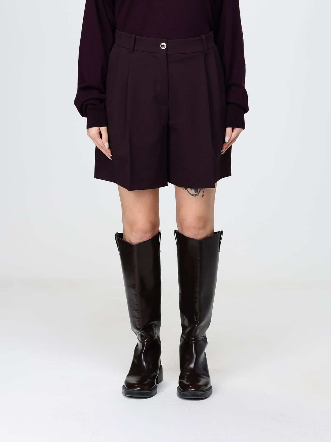 PINKO Shetana High-Waisted Straight-Leg Shorts in Viscose Blend
