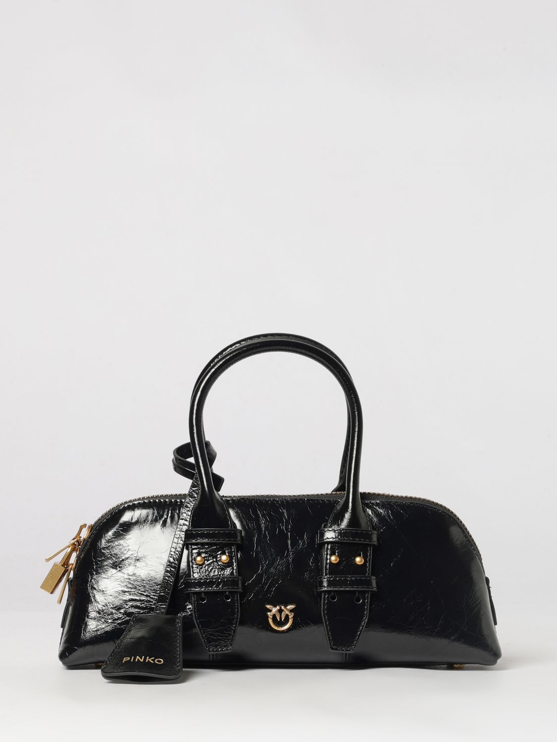 PINKO Escape Bag Horizontal Handbag in Smooth Leather with Love Birds Logo PINKO Escape Bag Horizontal Handbag in Smooth Leather with Love Birds Logo