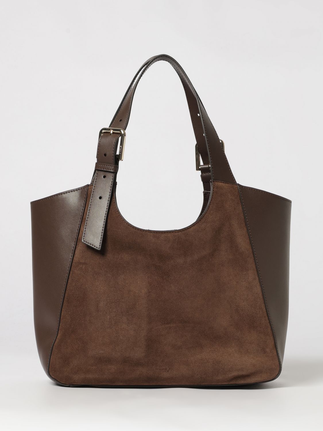FURLA Dora Medium Tote Bag in Leather and Suede with Adjustable Handle FURLA Dora Medium Tote Bag in Leather and Suede with Adjustable Handle