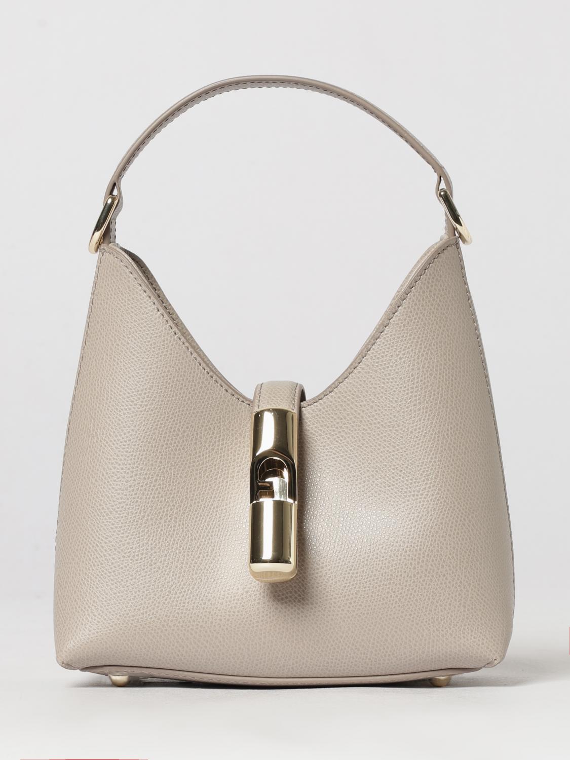 FURLA Borsa mini a spalla in pelle a grana con logo Monogram e tracolla