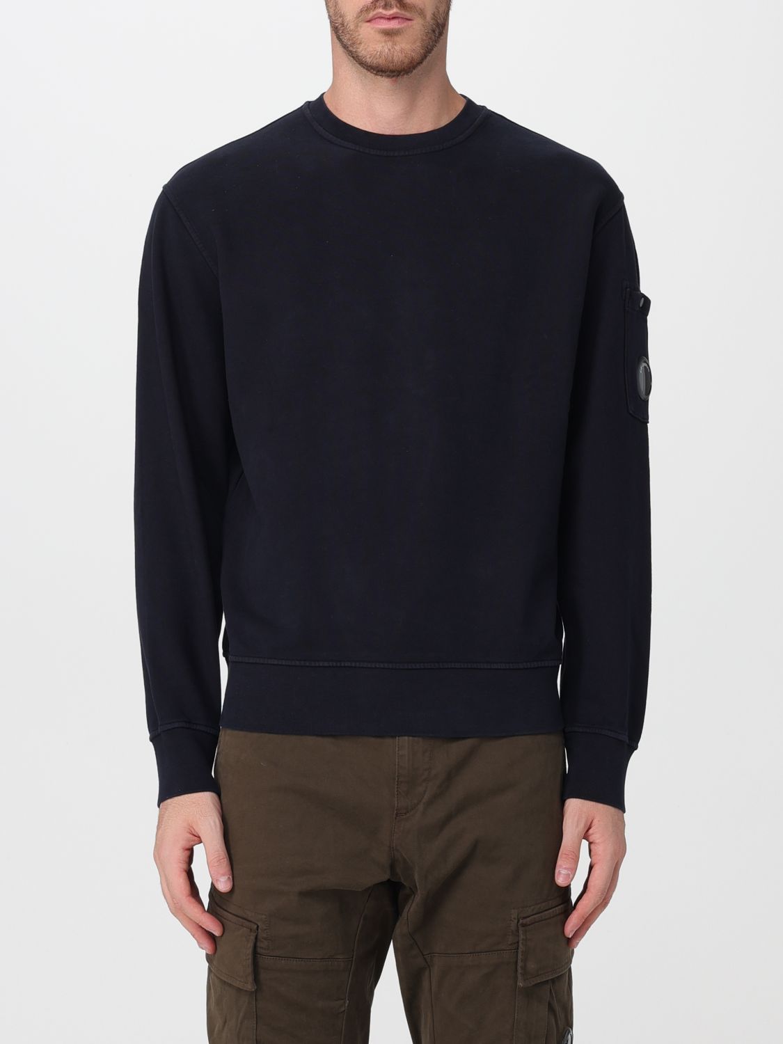 C.p. Company C. P. COMPANY Dropped Shoulder Cotton Crewneck Sweatshirt with Straight Hem