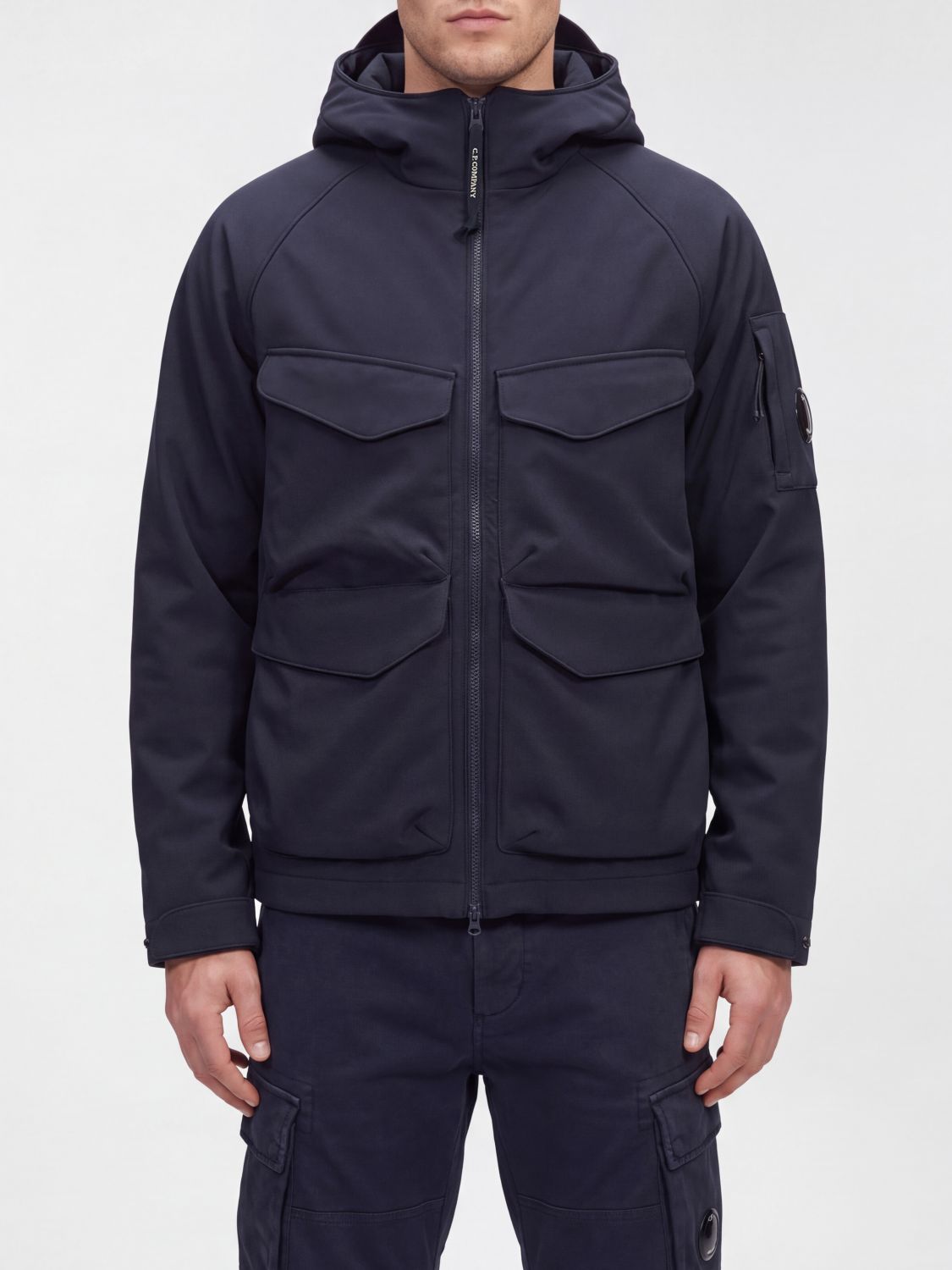 C. P. COMPANY Kurzer gesteppter Parka aus Funktionsstoff mit abnehmbarer Kapuze