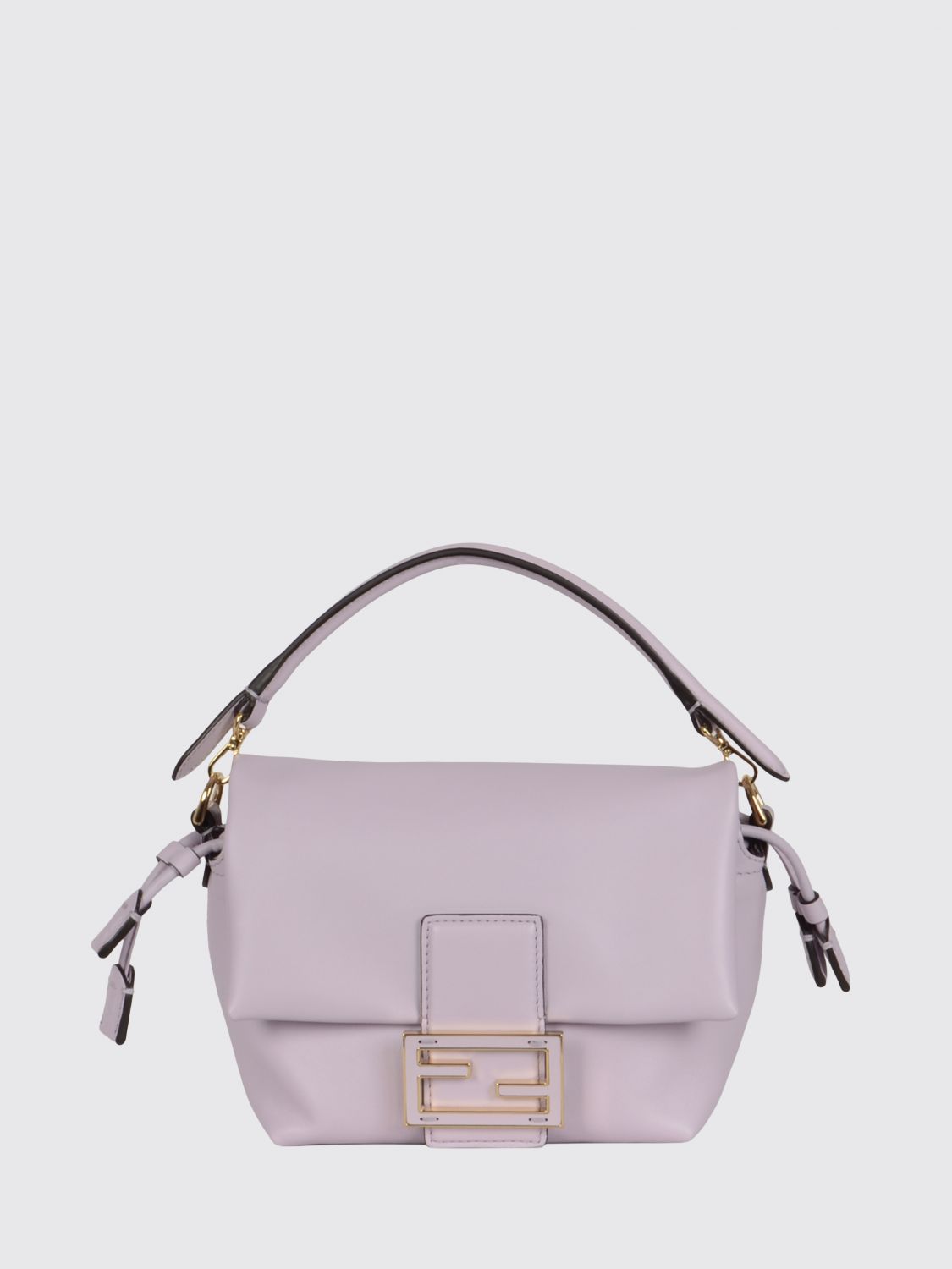 Fendi Mamma Baguette Mini Lambskin Leather Bag with FF Monogram Clasp · OS