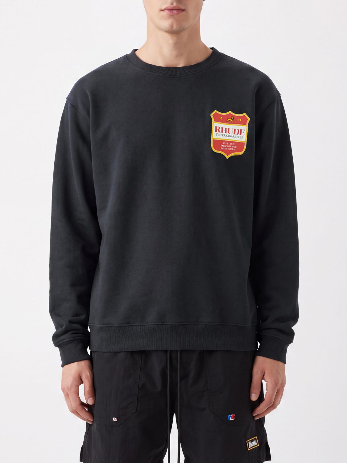 Rhude Crewneck Cotton Logo Print Jumper with Dropped Shoulders