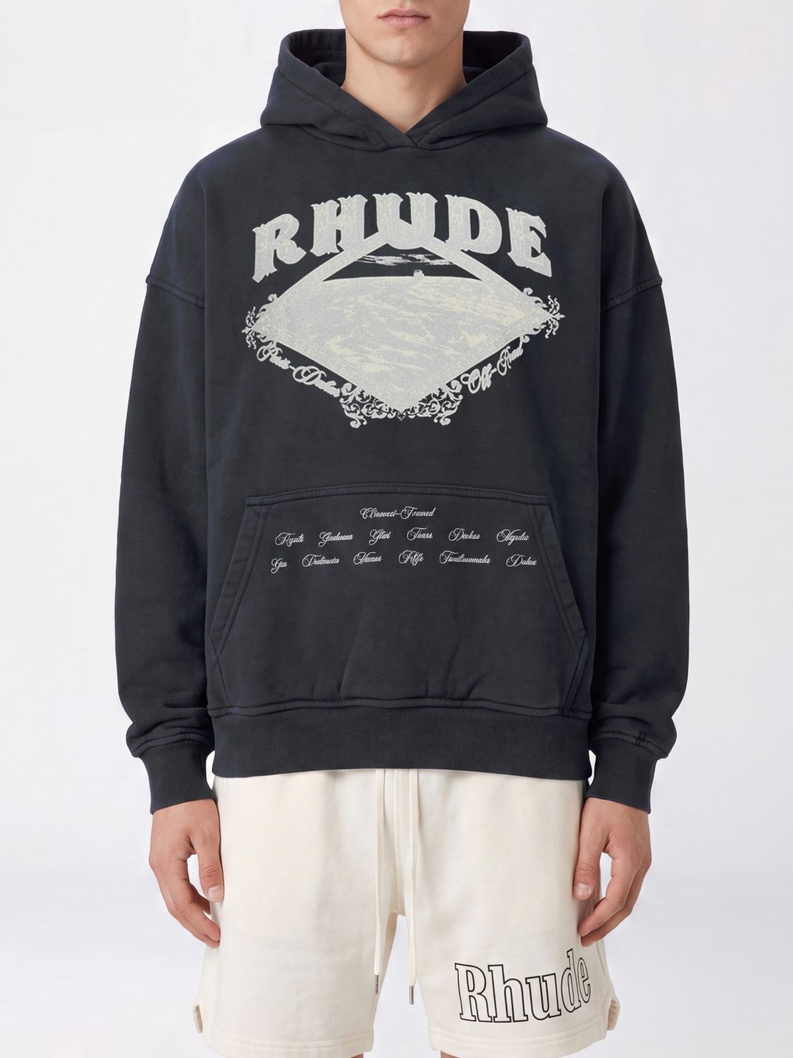 RHUDE Relaxed Fit Graphic Logo Print Cotton Hoodie