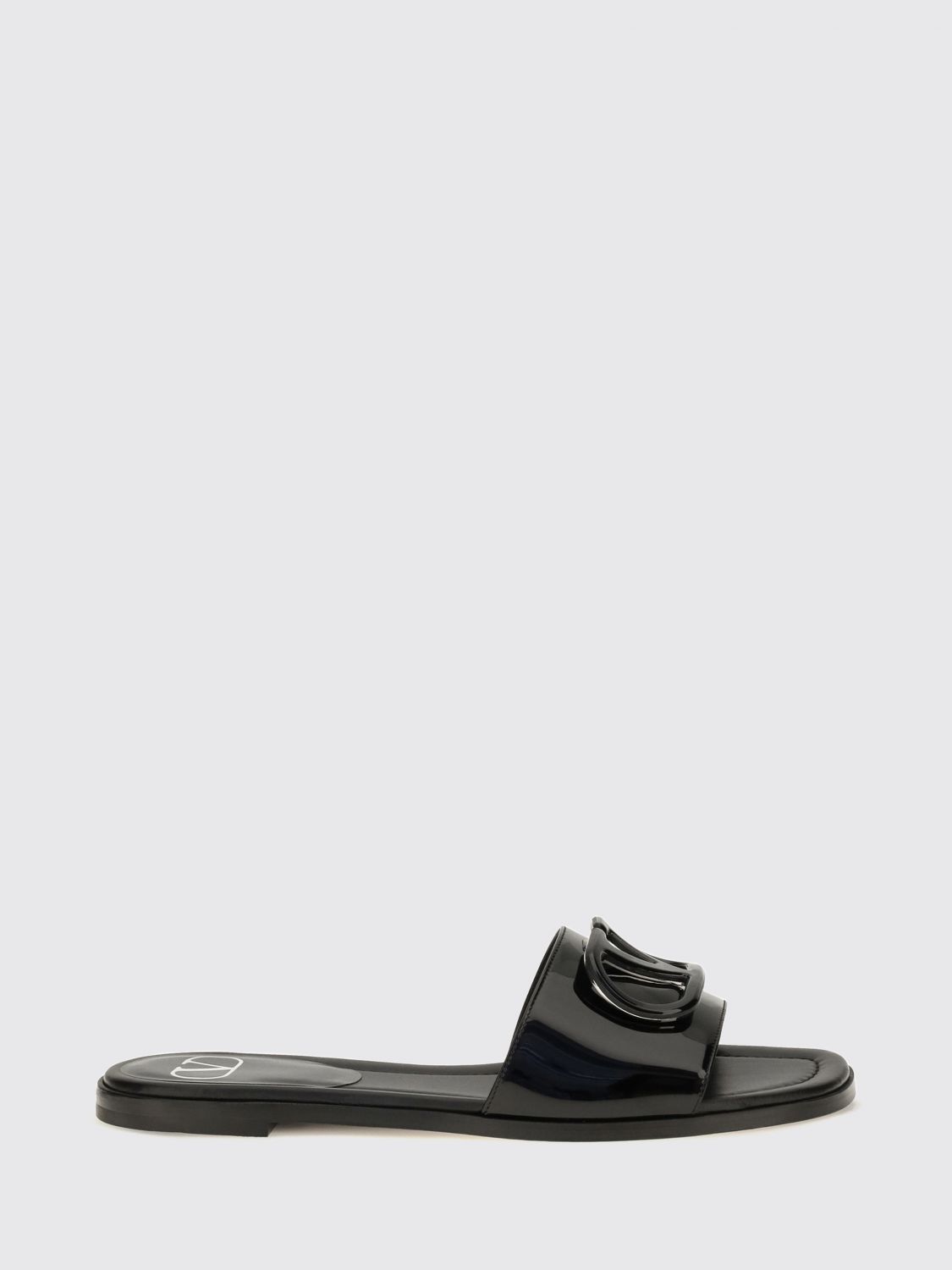 VALENTINO GARAVANI VLogo Signature Pantoletten aus Lackleder mit niedrigem Absatz