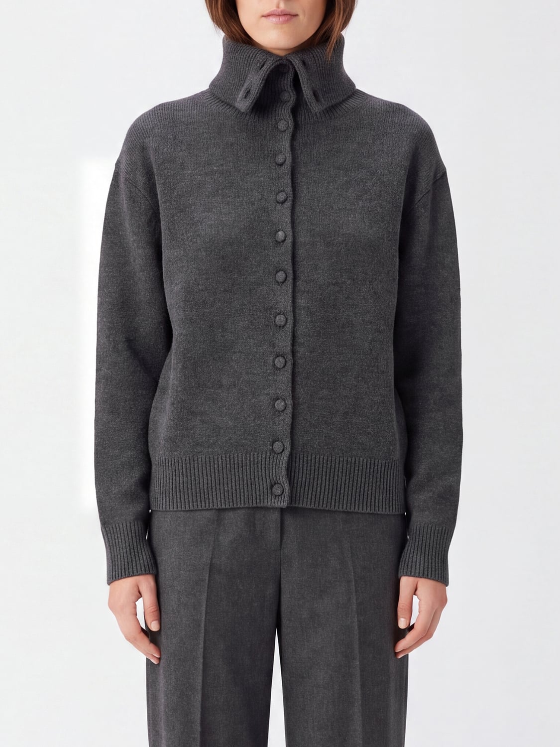 LISA YANG Cardigan relaxed fit in puro cashmere con collo alto